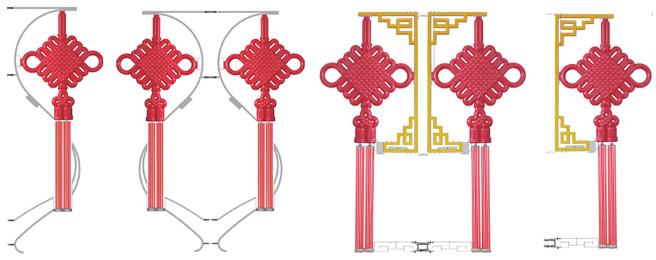 LED內發(fā)光支架中國結燈 路燈抱箍中國結燈